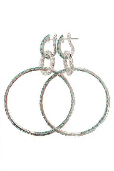 STEFERE Emerald Diamond Drop Hoop Earrings | Thumbnail 1 STEFERE Emerald Diamond Drop Hoop Earrings | Thumbnail 1