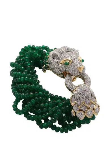 DAVID WEBB Emerald Diamond Elizabeth Taylor Lion Bracelet | Thumbnail 1