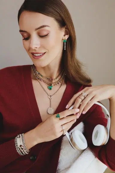 SHAY JEWELRY Emerald Diamond Heart Ear Jackets | Thumbnail 2