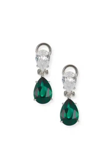 FANTASIA by DESERIO Emerald Double Pear Drop Earrings | Thumbnail 1 FANTASIA by DESERIO Emerald Double Pear Drop Earrings | Thumbnail 1