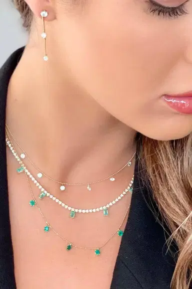 GRAZIELA Emerald Floating Necklace | Thumbnail 2