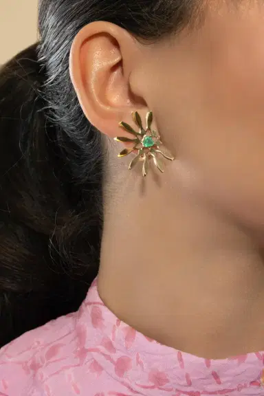 CAROL KAUFFMANN Emerald Half Moon Mandala Earrings | Thumbnail 4