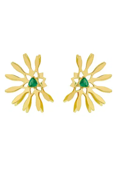 CAROL KAUFFMANN Emerald Half Moon Mandala Earrings | Thumbnail 1