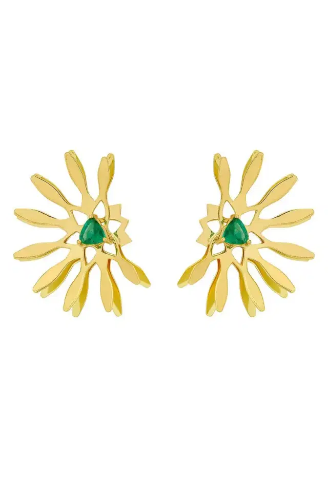 CAROL KAUFFMANN Emerald Half Moon Mandala Earrings