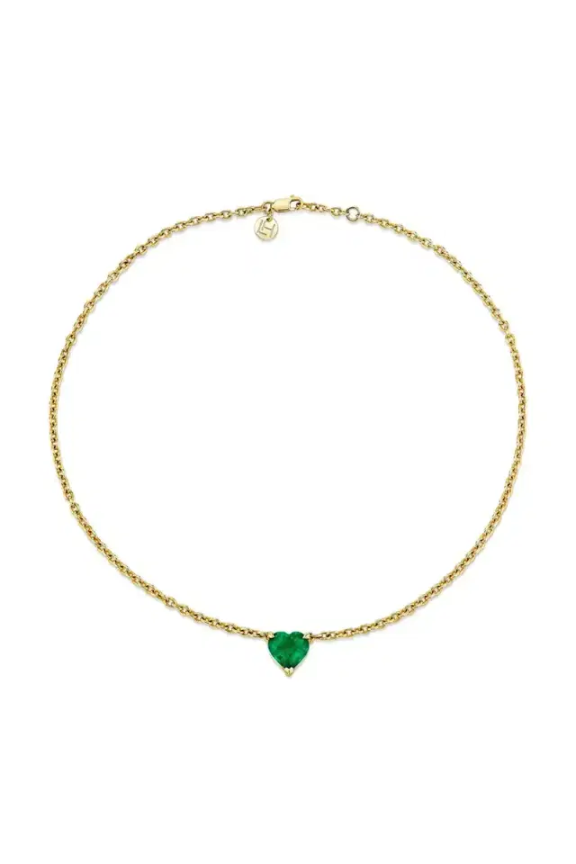 LOGAN HOLLOWELL Emerald Heart Choker Necklace