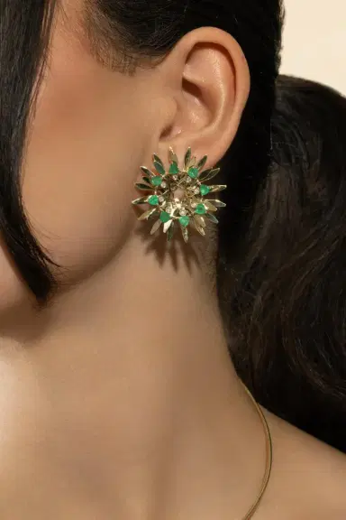 CAROL KAUFFMANN Emerald Mandala Hoop Earrings | Thumbnail 3