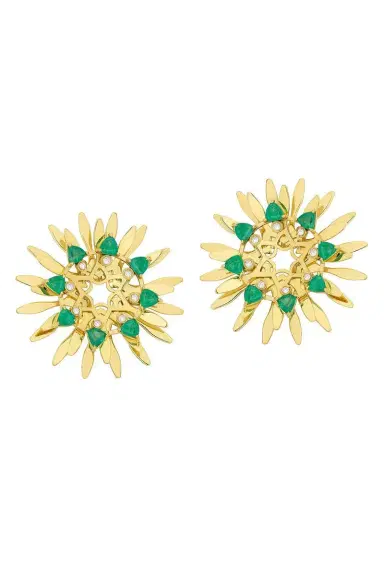 CAROL KAUFFMANN Emerald Mandala Hoop Earrings | Thumbnail 1