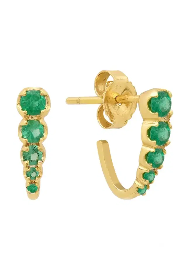 Jennifer Meyer Emerald Medium Graduated Edith Stud Earrings