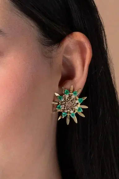 CAROL KAUFFMANN Emerald Medium Mandala Hoop Earrings | Thumbnail 2 CAROL KAUFFMANN Emerald Medium Mandala Hoop Earrings | Thumbnail 2
