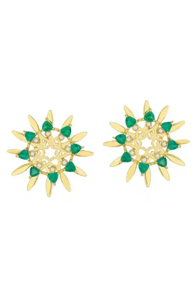 CAROL KAUFFMANN Emerald Medium Mandala Hoop Earrings | Thumbnail 1 CAROL KAUFFMANN Emerald Medium Mandala Hoop Earrings | Thumbnail 1