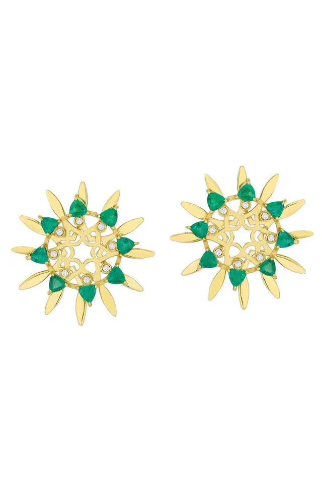 CAROL KAUFFMANN Emerald Medium Mandala Hoop Earrings