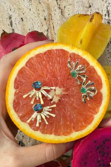 CAROL KAUFFMANN Emerald Mini Demi Circle Earrings | Thumbnail 5 CAROL KAUFFMANN Emerald Mini Demi Circle Earrings | Thumbnail 5