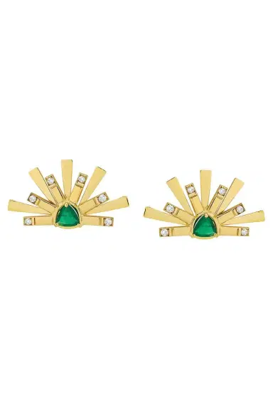 CAROL KAUFFMANN Emerald Mini Demi Circle Earrings | Thumbnail 1 CAROL KAUFFMANN Emerald Mini Demi Circle Earrings | Thumbnail 1