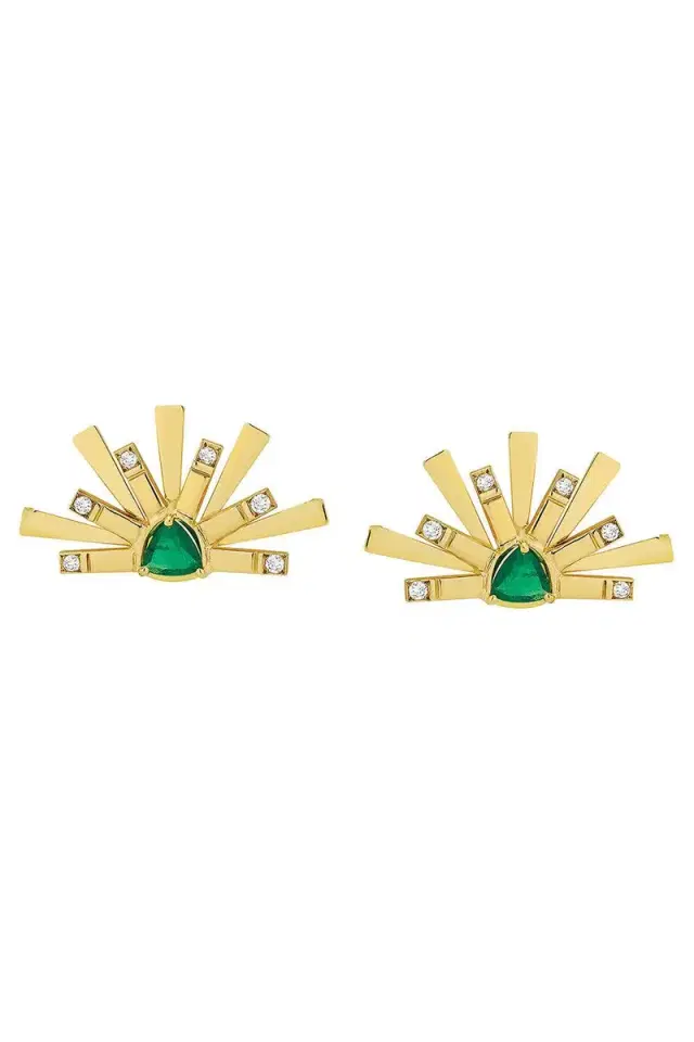 CAROL KAUFFMANN Emerald Mini Demi Circle Earrings