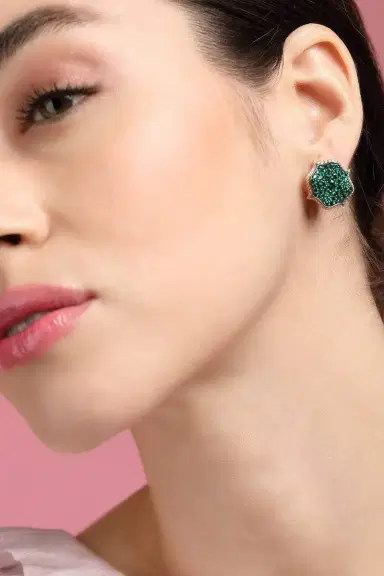 Bayco Emerald Mini Lotus Earrings | Thumbnail 2