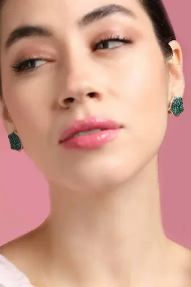 Bayco Emerald Mini Lotus Earrings | Thumbnail 3