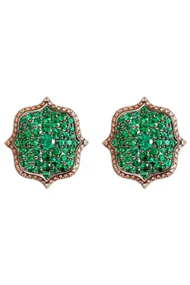 Bayco Emerald Mini Lotus Earrings | Thumbnail 1