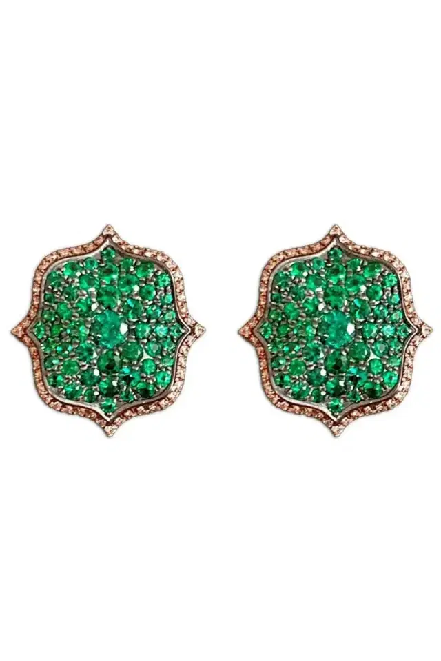 Bayco Emerald Mini Lotus Earrings