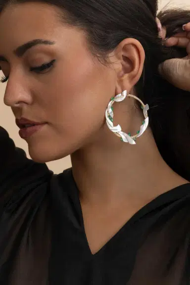 Ananya Emerald Mogra Coronation Hoop Earrings | Thumbnail 3