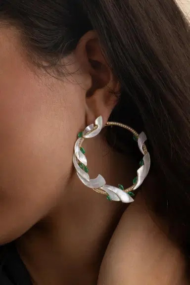 Ananya Emerald Mogra Coronation Hoop Earrings | Thumbnail 4