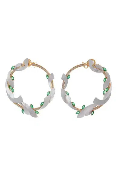 Ananya Emerald Mogra Coronation Hoop Earrings | Thumbnail 1