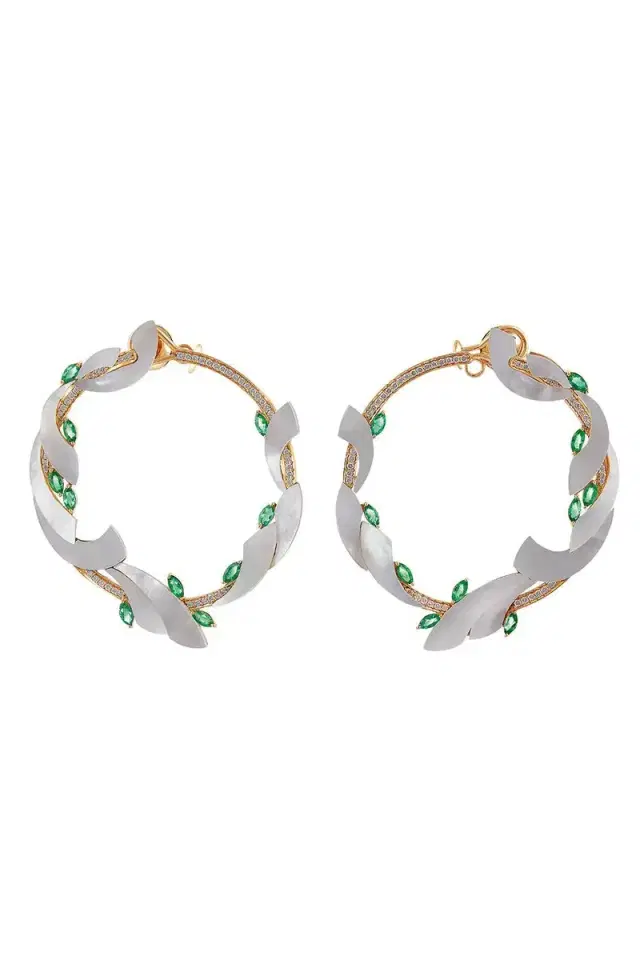 Ananya Emerald Mogra Coronation Hoop Earrings