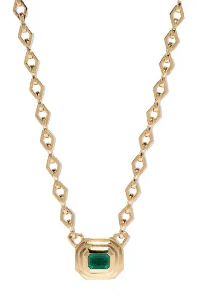 Azlee Emerald Staircase Medium Chain Necklace | Thumbnail 3 Azlee Emerald Staircase Medium Chain Necklace | Thumbnail 3