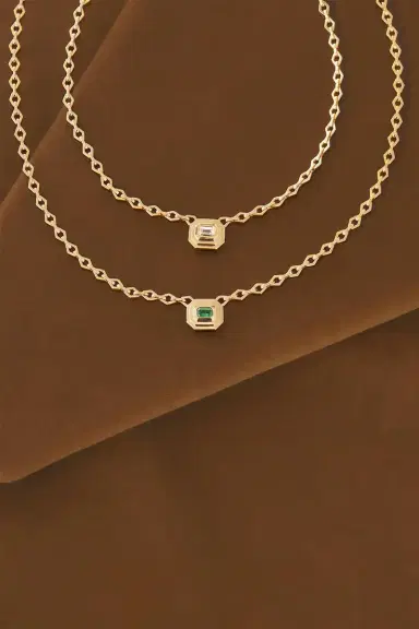 Azlee Emerald Staircase Medium Chain Necklace | Thumbnail 4 Azlee Emerald Staircase Medium Chain Necklace | Thumbnail 4