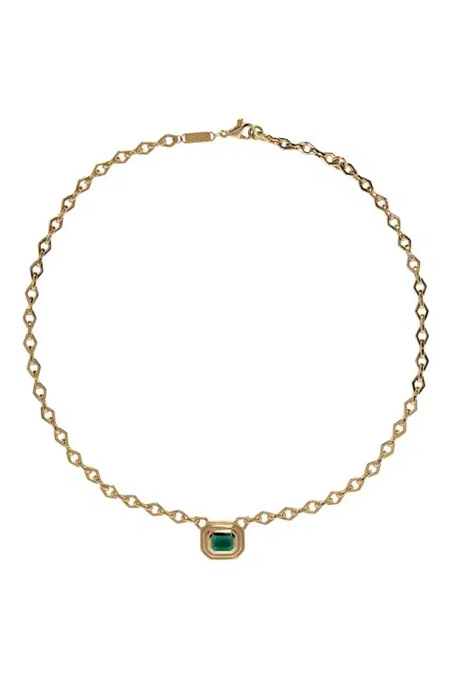 Azlee Emerald Staircase Medium Chain Necklace