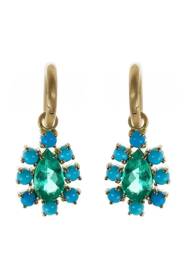 IRENE NEUWIRTH JEWELRY Emerald Turquoise Floret Gemmy Gem Earrings