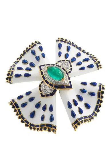 DAVID WEBB Emerald White Heraldic Brooch | Thumbnail 1