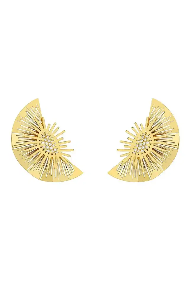 CAROL KAUFFMANN Explosion Half Moon Diamond Earrings