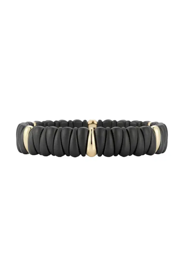 ROBERTO DEMEGLIO Extra Small Matte Black Six Section Stretch Bracelet