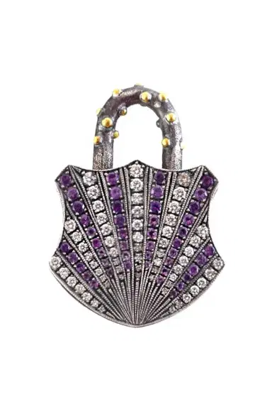 SEVAN BICAKCI Fancy Diamond Amethyst Padlock Pendant | Thumbnail 1