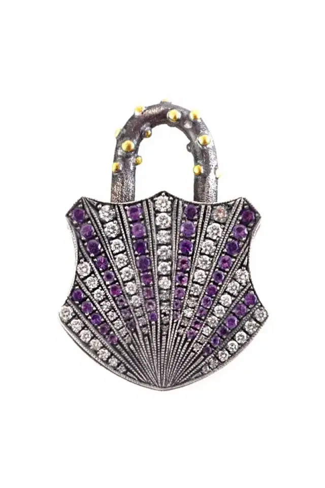 SEVAN BICAKCI Fancy Diamond Amethyst Padlock Pendant