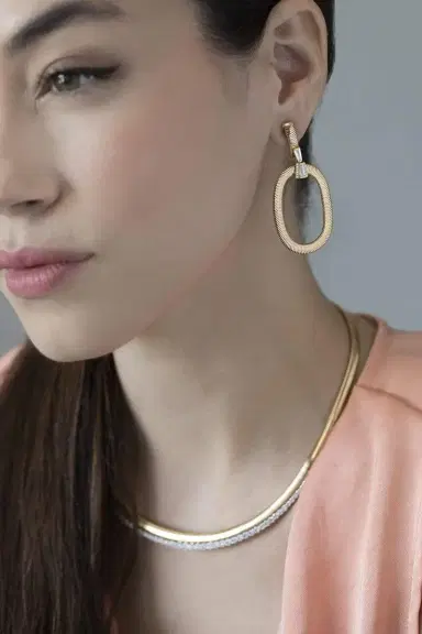 Nikos Koulis Feelings Tapered Diamond Drop Earrings | Thumbnail 2