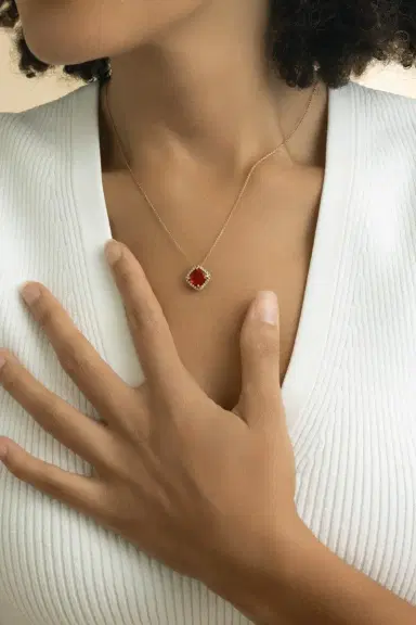 LISA NIK Fire Opal Diamond Necklace | Thumbnail 3 LISA NIK Fire Opal Diamond Necklace | Thumbnail 3