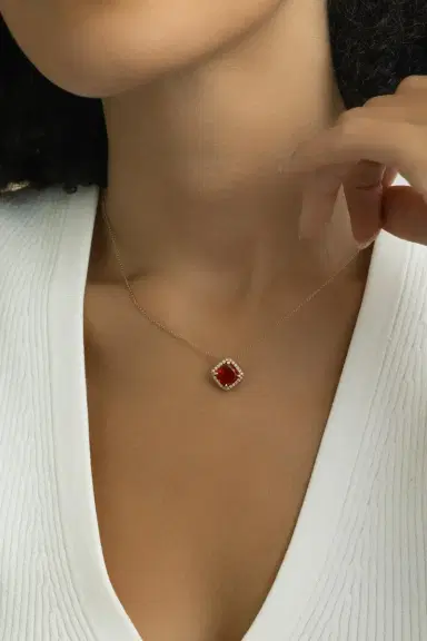 LISA NIK Fire Opal Diamond Necklace | Thumbnail 4 LISA NIK Fire Opal Diamond Necklace | Thumbnail 4