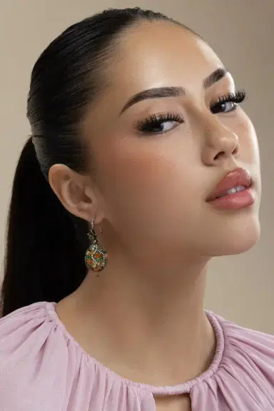 ARUNASHI Fire Opal Tsavorite Diamond Egg Earrings | Thumbnail 2 ARUNASHI Fire Opal Tsavorite Diamond Egg Earrings | Thumbnail 2