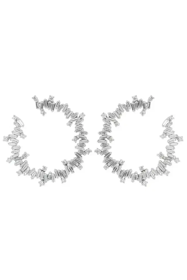 Suzanne Kalan Fireworks Diamond Spiral Hoop Earrings