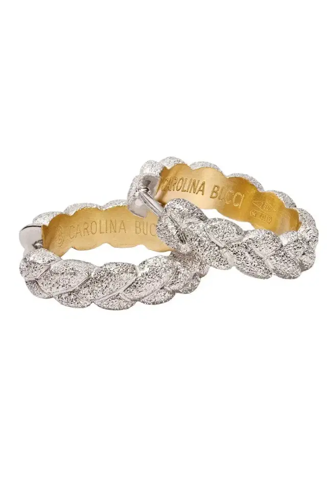 Carolina Bucci Florentine Finish Everyday Huggie Earrings -White Gold