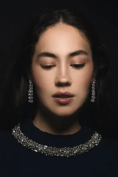 FANTASIA by DESERIO Four Stone Heart Drop Earrings | Thumbnail 2