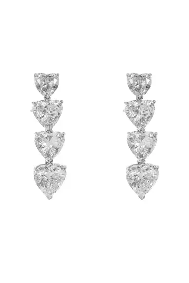 FANTASIA by DESERIO Four Stone Heart Drop Earrings | Thumbnail 1