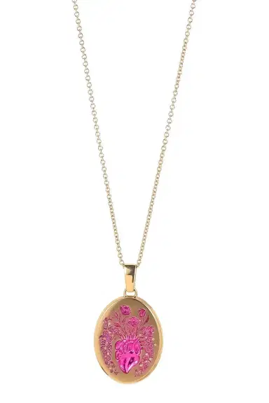 CASTRO SMITH Fuchsia Large Heart Pendant Necklace | Thumbnail 1 CASTRO SMITH Fuchsia Large Heart Pendant Necklace | Thumbnail 1