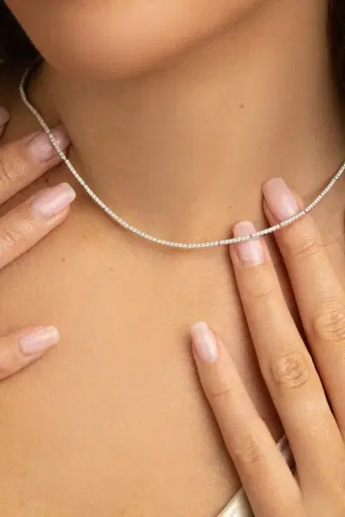 SIDNEY GARBER Full Diamond Necklace - 15in - White Gold | Thumbnail 3 SIDNEY GARBER Full Diamond Necklace - 15in - White Gold | Thumbnail 3