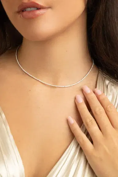 SIDNEY GARBER Full Diamond Necklace - 15in - White Gold | Thumbnail 4 SIDNEY GARBER Full Diamond Necklace - 15in - White Gold | Thumbnail 4