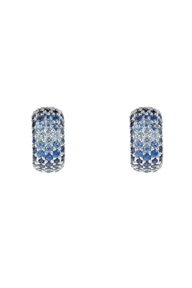 FULLORD Full Pave Blue Sapphire Ghost Earrings