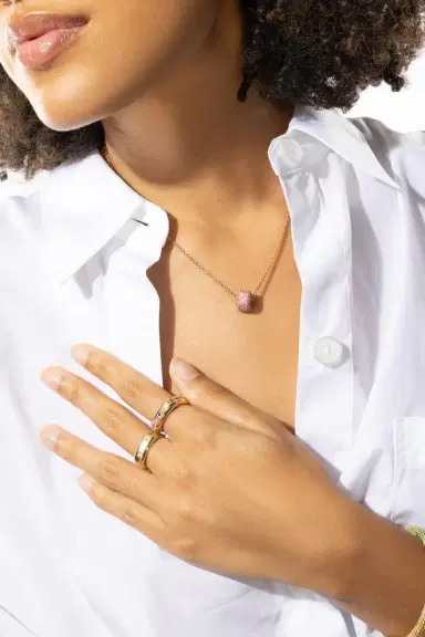 FULLORD Full Pave Pink Sapphire Ghost Necklace | Thumbnail 2