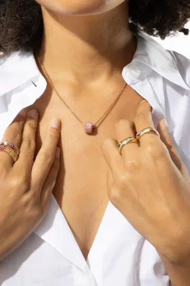 FULLORD Full Pave Pink Sapphire Ghost Necklace | Thumbnail 3