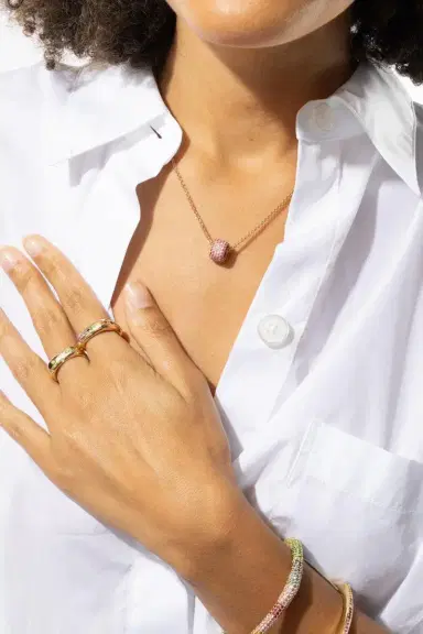 FULLORD Full Pave Pink Sapphire Ghost Necklace | Thumbnail 4